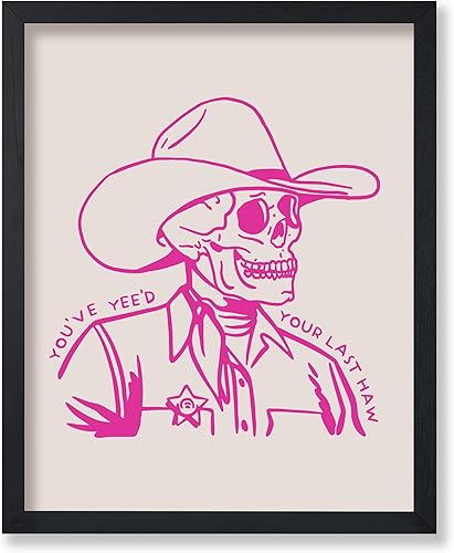 Miniatura 1 de Poster Master Póster con texto en inglés "You've Yeed Your Last Haw", estampado retro de vaquero rosa, arte occidental, arte moderno, arte del