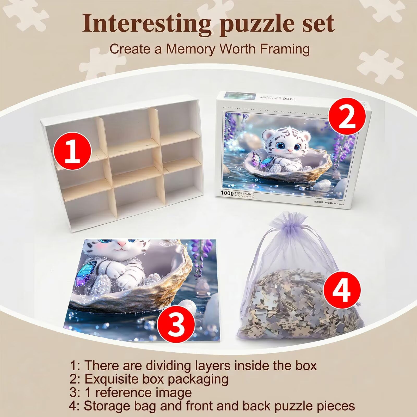 tigre Carino-2 Puzzle 6000 Pezzi per Adulti, Puzzle in Legno - Collezione Classica con Poster Incluso - Sfida di Concentrazione e Passatempo Antistress, Gioco per Famiglia, 179 x 105 cm f0-617