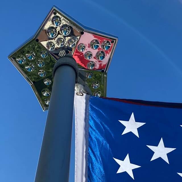 Solar Star Patriotic Flag Pole Light