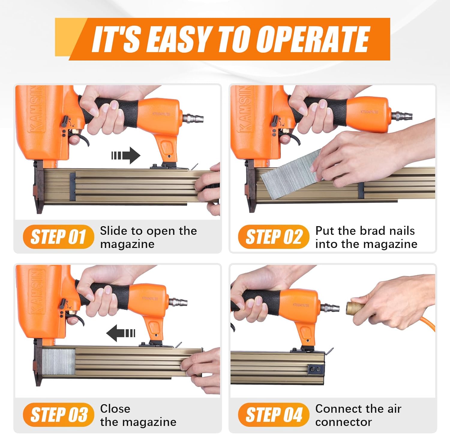 T50 16 Gauge Pneumatic Brad Nailer - 5/8-inch to 2-inch (15-50mm) Brad Nails, Air Power Brad Nail Gun, Finish Nailer for Woodworking Projects, Carpentry, Upholstering