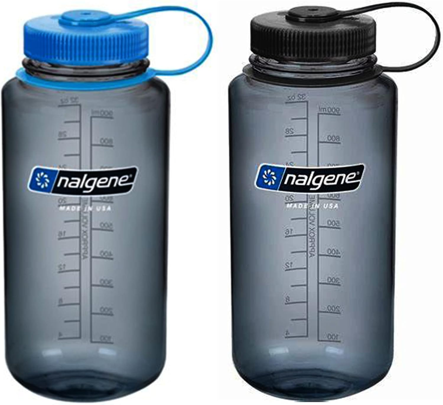 Sustain Tritan 32 oz Wide Mouth Water Bottle, 2 Pack, BPA-Free, Blue/Gray