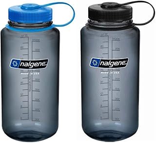 Nalgene Sustain Tritan 32oz Wide Mouth Water Bottles, 2-Pack BPA-Free Leakproof Dishwasher Safe Made in USA