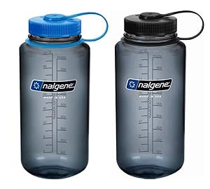 Nalgene Sustain Tritan 32 oz Wide Mouth Water Bottle 2 Pack BPA-Free Blue Gray