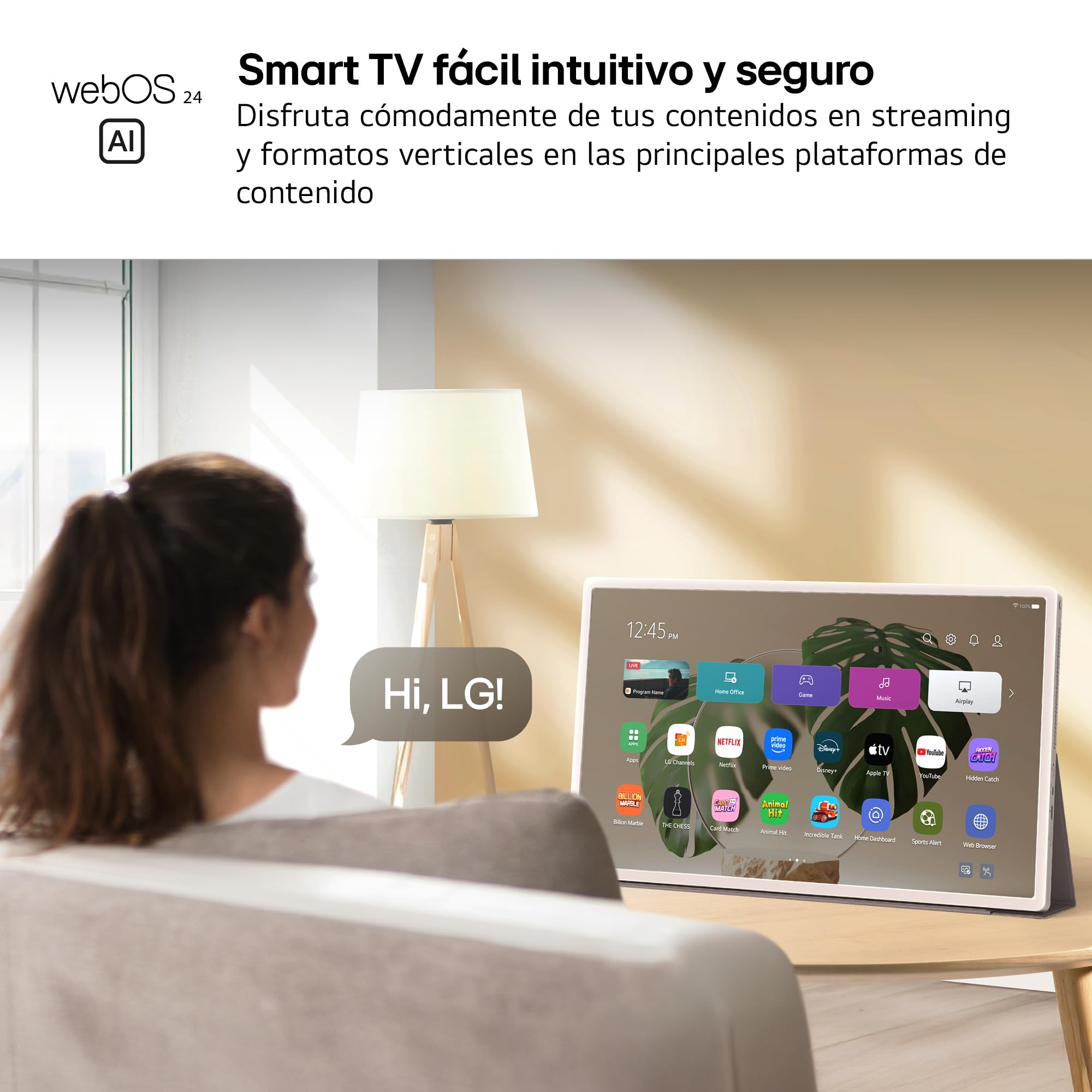 LG 27LX6TDGA - Smart Monitor StanbyMe 2, 27" QHD táctil, Smart TV Portátil, 2025, webOS 24 con IA, Dolby Vision y Dolby Atmos, 4h Batería, Peana con Ruedas, Portal Gaming, Beige — view 7