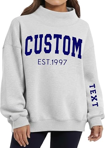 GodLover Custom Sweatshirts Hoodie Design Your Own Personalized Everyone Add Your Own Personalized Womens Girl Oversized Sweatshirts Turtleneck Pullover Long Sleeve Fashion Outfits 2026
