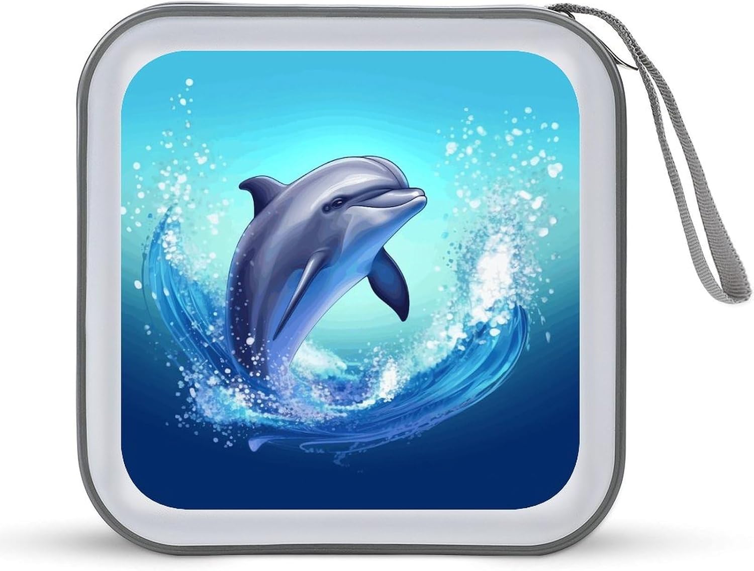 Cute Dolphin CD Case Binder for Travel Car DVD Storage Box with Handles Fashion DVD Storage Case Cover CD Storage Binder for Movie Music Audio Disks 40 Disc Units