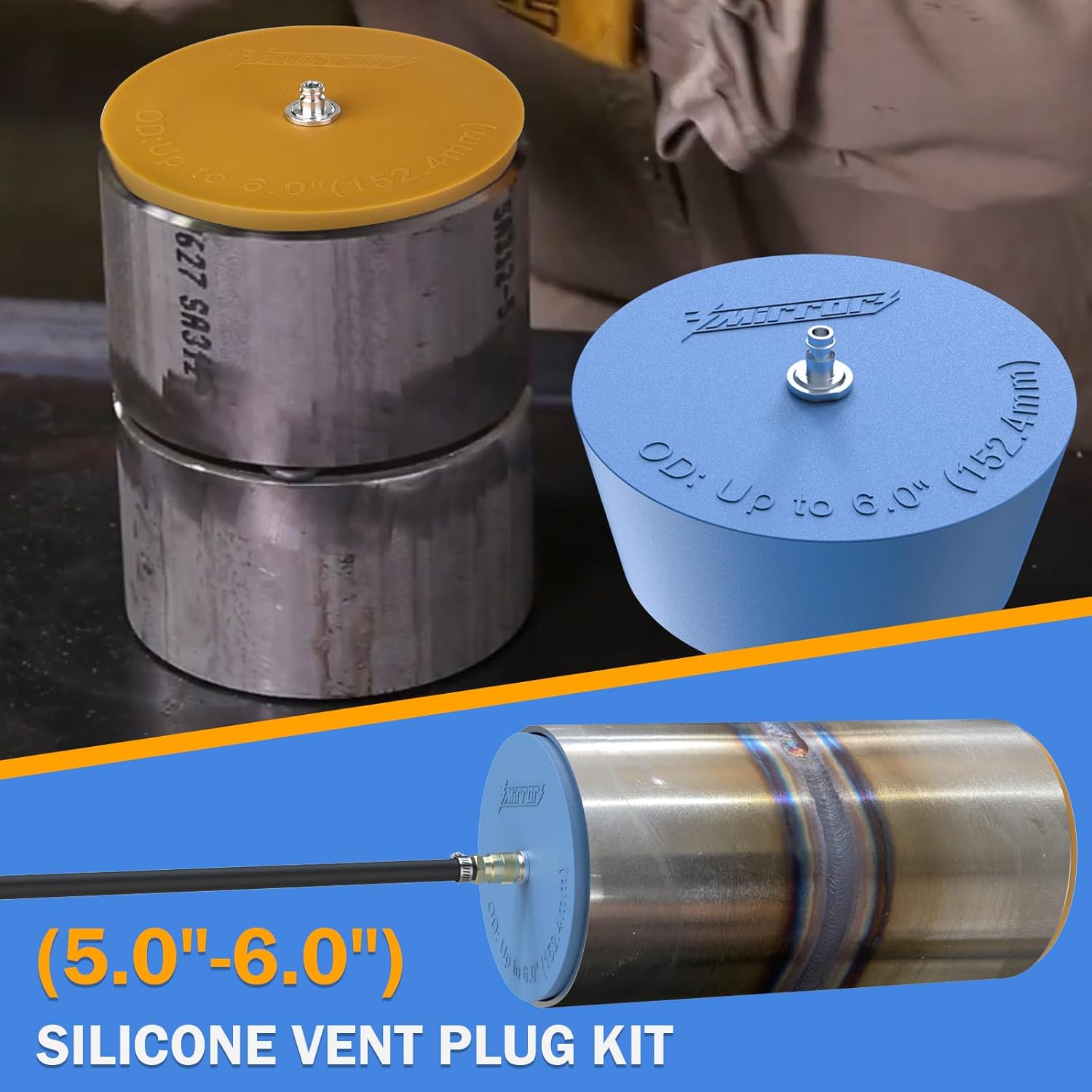 3mirrors 5.0"-6.0" Non-Toxic and High Temperature Silicone Purge Plugs Welding Back Purging Plugs Set of 4,for Header/Manifold/Exhaust Fabrication