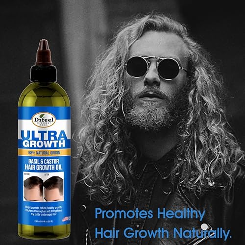Miniatura 6 de Difeel Aceite para el crecimiento del cabello de albahaca y ricino Ultra Growth para hombre, 8 onzas