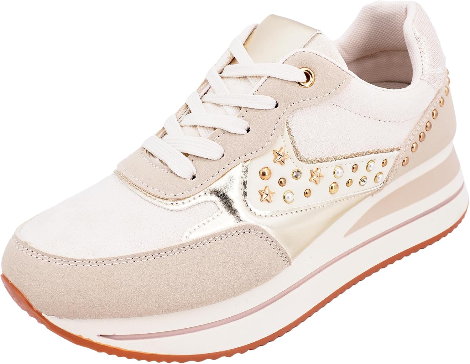JOMIX Zapatillas Mujer con Cuña Deportivas Plataforma Casual con Cordones