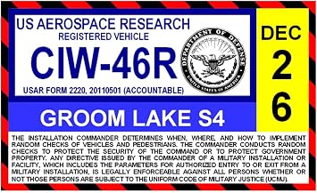 2026 Groom Lake AFB Area S4 Parking Decal Area 51