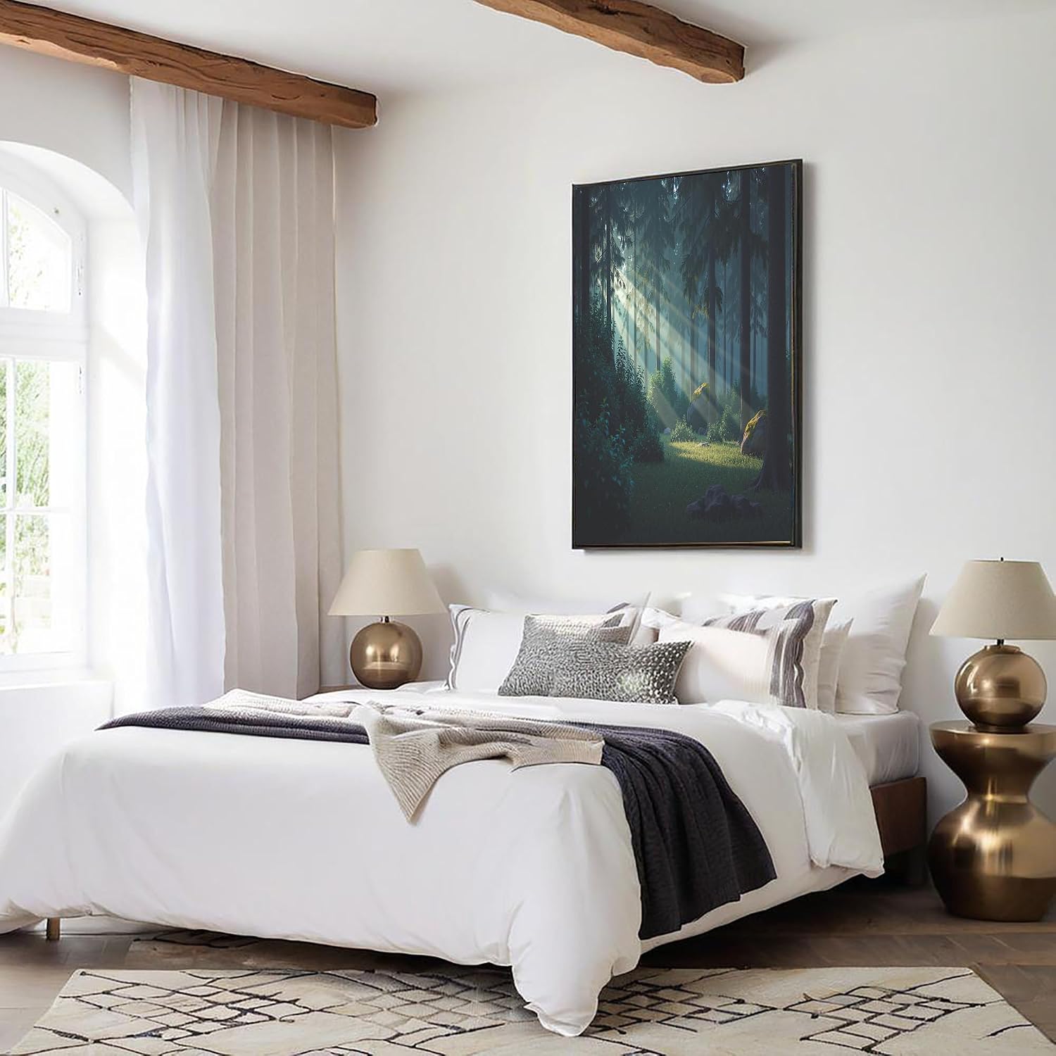 Large Living Sunlight Filters Through The Tree Canopy Canvas Wall Art Green Natural Scenery Decor painting Pictures Modern Posters Prints for Bathroom Bedroom Office Hallway Home Decoration image 4