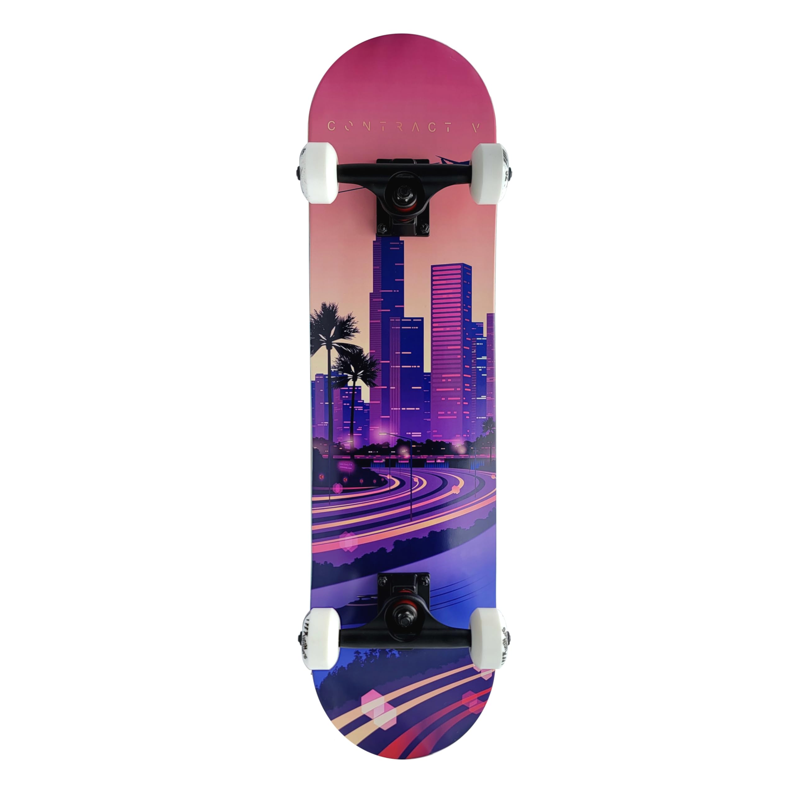 Komplett Skateboard Highway-City - für Kinder und Jugendliche - 7-lagiges Ahornholz Deck - Medium Concave Standard Popsicle Shape - für Anfänger, Profis, Mädchen & Jungs