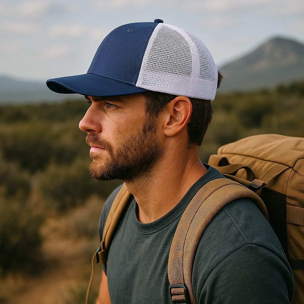 Everest Trucker Hat - Mesh Snapback Baseball Cap w/Base Camp Woven Patch
