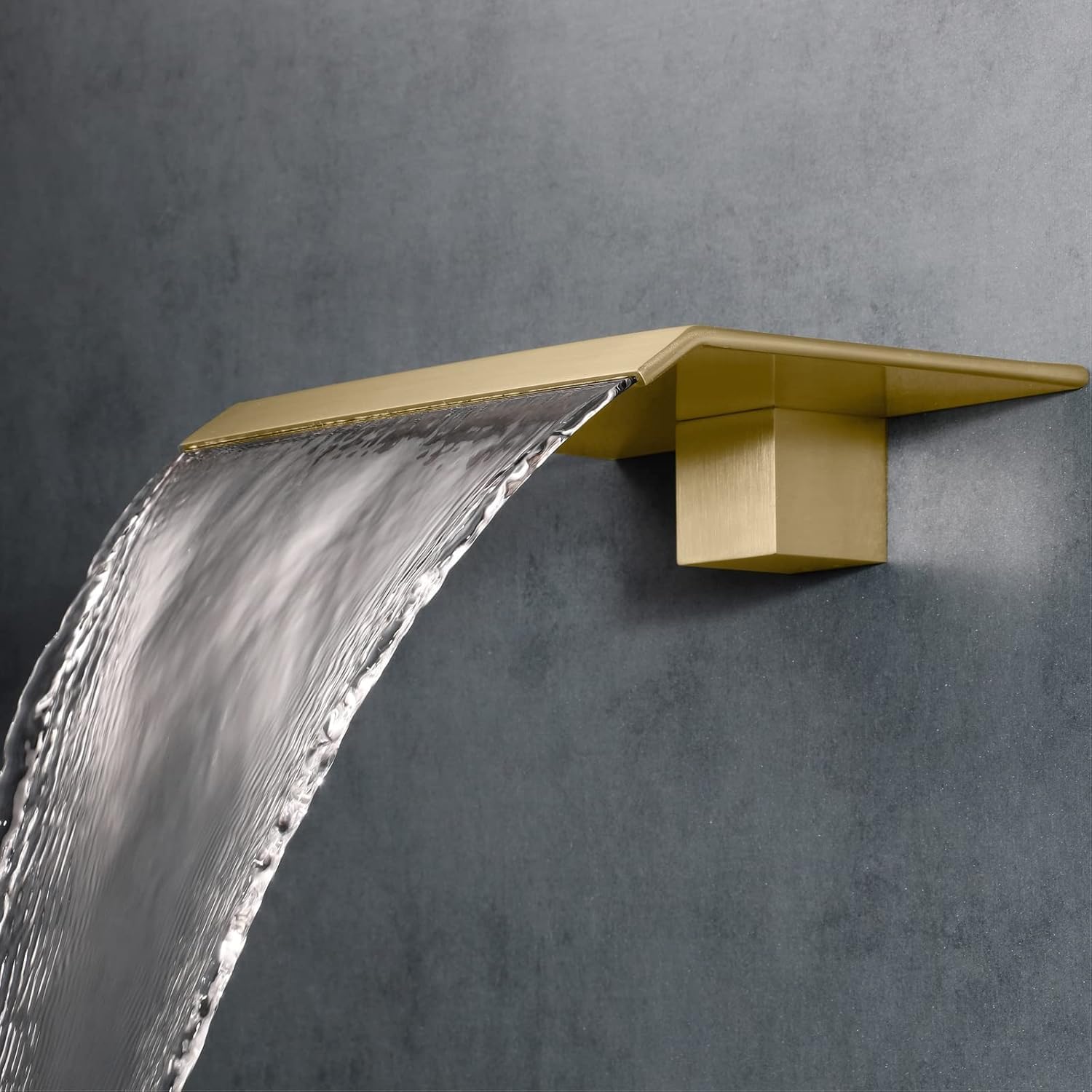 Caño De Bañera En Cascada, De Latón Macizo, De 7.8 Pulgadas De Diámetro, De Alto Caudal, para Montaje En Pared, Grifo para Lavabo., Brushed Gold