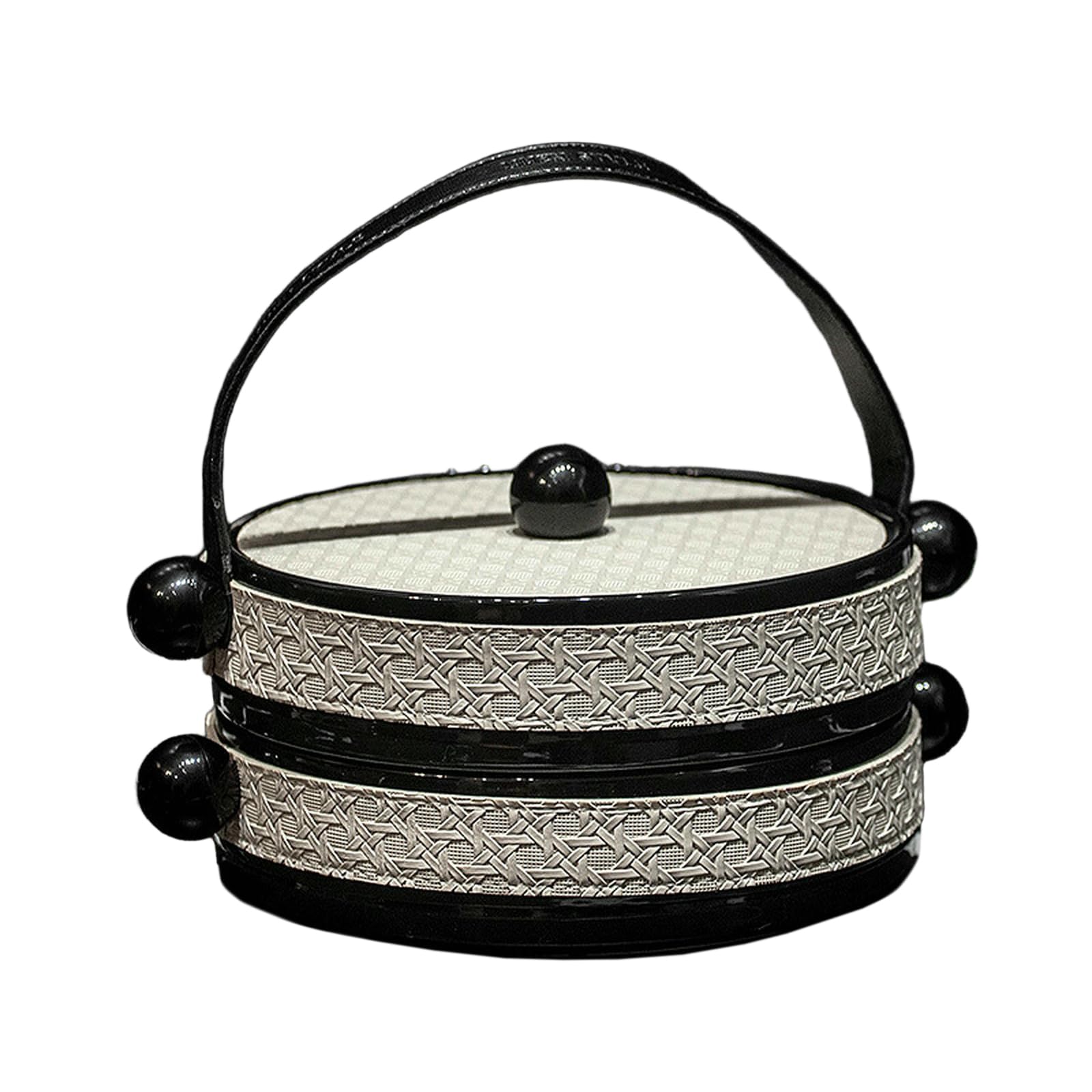 Keramik Retro Wohnzimmer Couchtisch Obstteller Rezept Dessert Dekoration Gebäckbox - Beige und Schwarz zwei Schichten