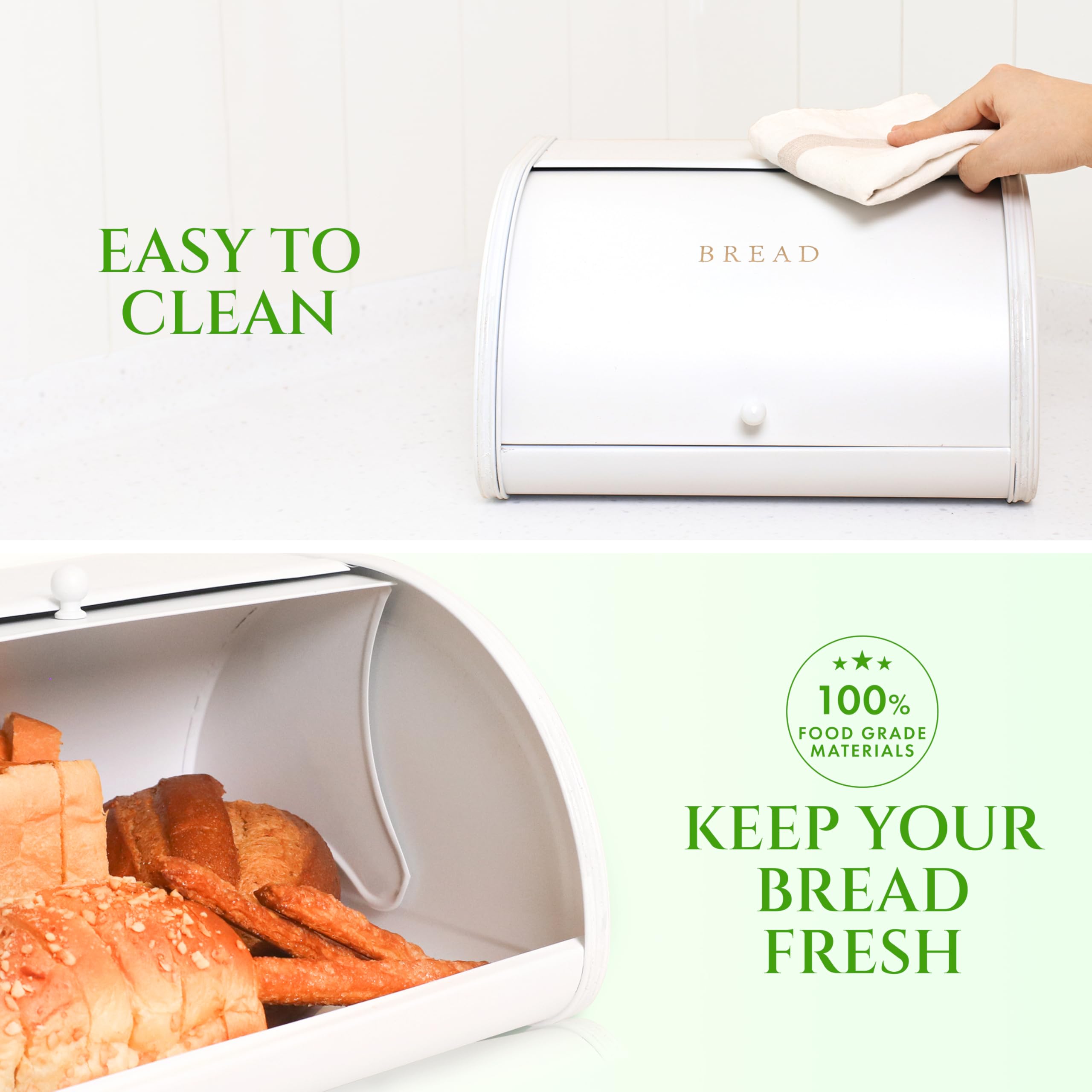 ホワイト メタル ブレッドボックス　ホーロー Amazon.com: Modern Metal White Bread Box for Kitchen Countertop