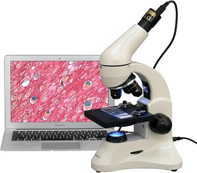 AmScope 40X-1000X Dual Light Glass Lens All-Metal Student Lab Microscope + USB Digital Camera
