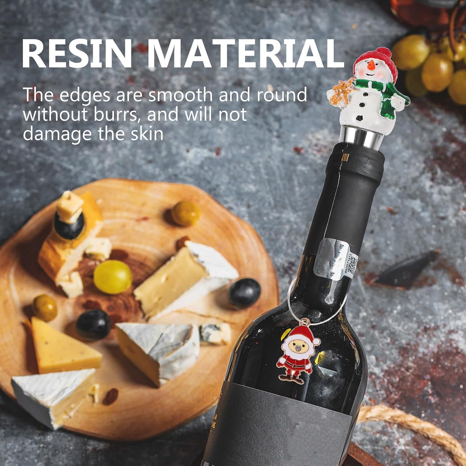 Xmas Metal Wine Stopper Resin and Metal White Leak Preventer