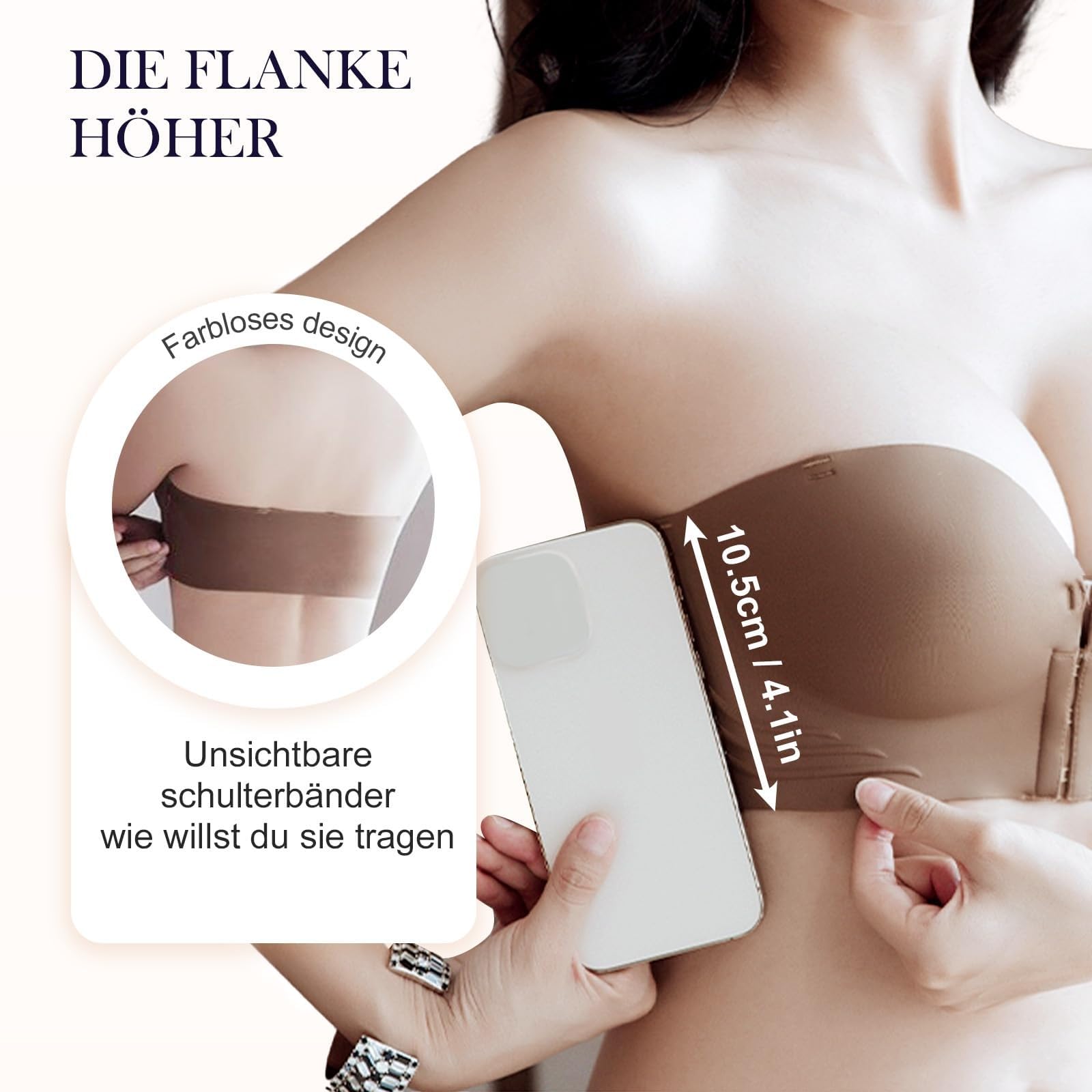 YSJNHX Biustonosz Bandeau Damski wyściełany Push Up Bezszwowe topy Niski tył Duże sportowe UK Plus rozmiar biust Bestie Moda Miękki komfort Wbudowane biustonosze