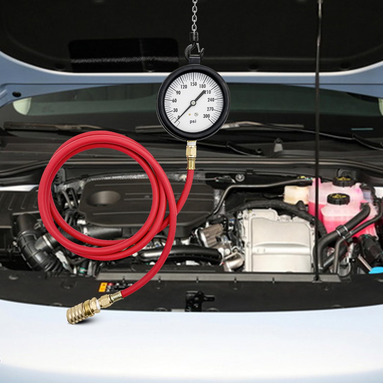 TU-32-20, Compuchek Diesel Fuel Pressure Test Gauge with Compucheck, 0-300 PSI, Fuel Pressure Gauge Tester Compatible with Cummins Diesel Engines and Other Diesel Engines, for Road Testing