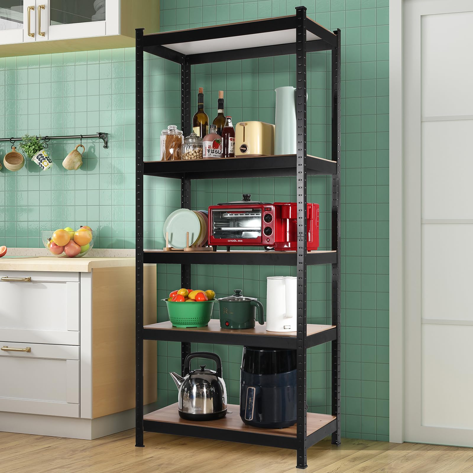 Dual Rack Shelves PACHIRA E-Commerce 5 Tier Dual Color Garage Storage Shelves, 71