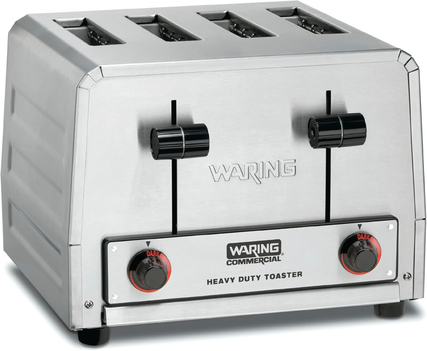 Waring Commercial WCT805B 4-Slice Heavy Duty Commercial Pop-Up Toaster, 208/240V, 2028/2700W, 6-20 Phase Plug, Silver, 10.5 x 11.5 x 9 inches