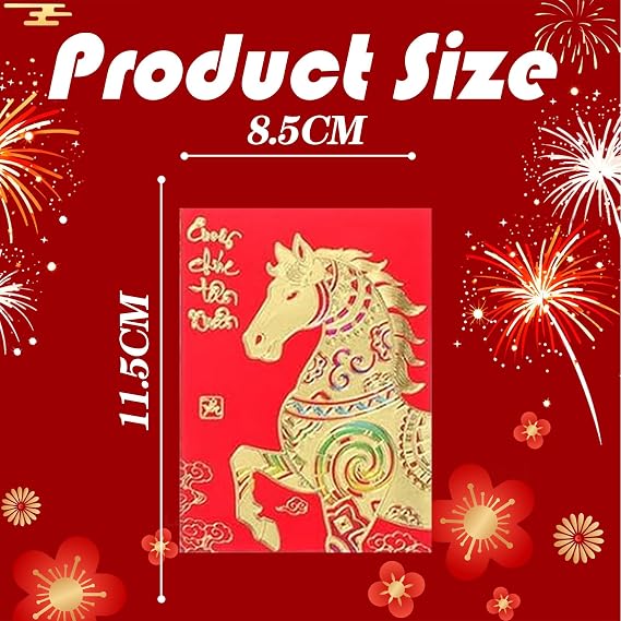 Red Envelopes Chinese New Year, 36 Pcs Set of 6 Different Cover Designs 2026 Horse New Year for Kids Birthday Good Luck Spring Festival Party