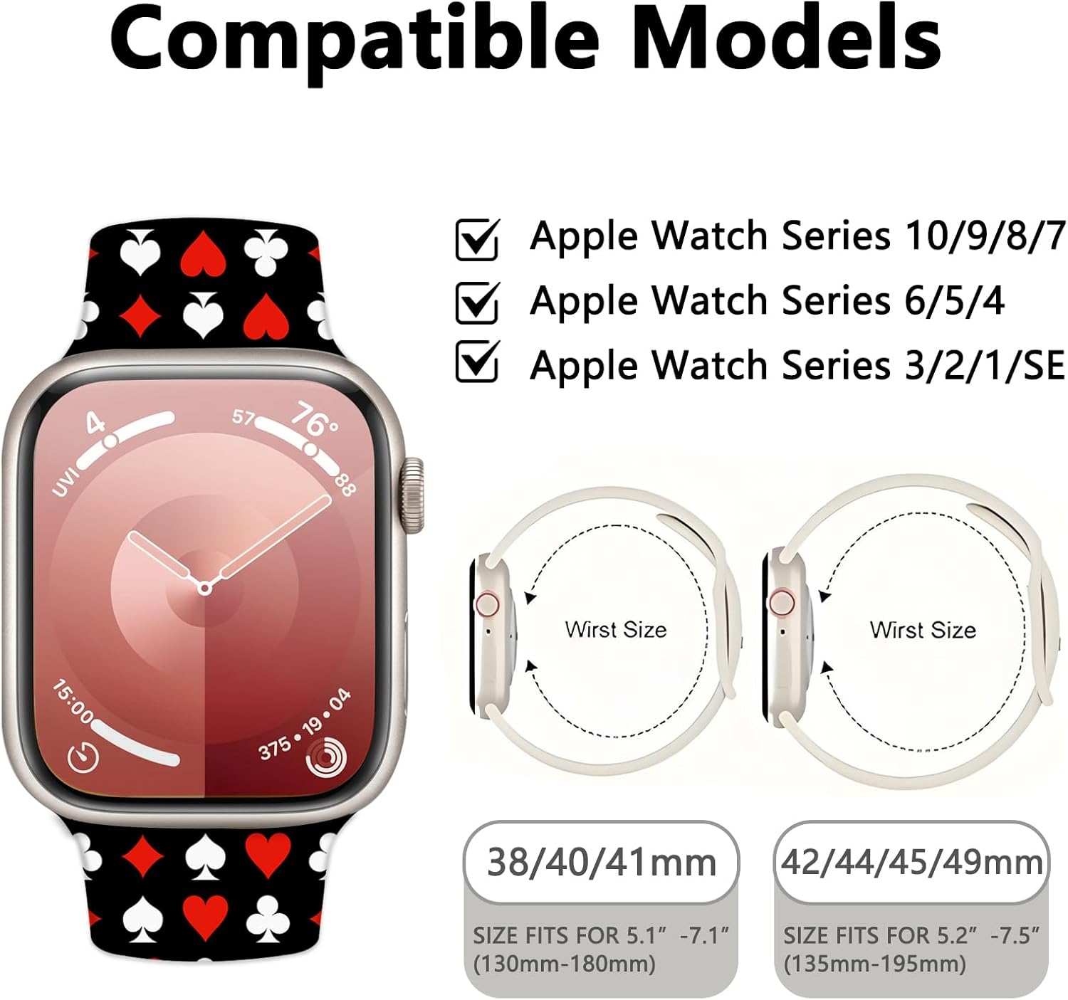 Sport Watch Band Compatible with Apple Watch Band 38mm 40mm 41mm Women Men, Soft Silicone Floral Print Sport Strap Replacement Wristbands for iWatch Series 10 9 8 7 6 5 4 3 2 1 SE Ultra - Image 4