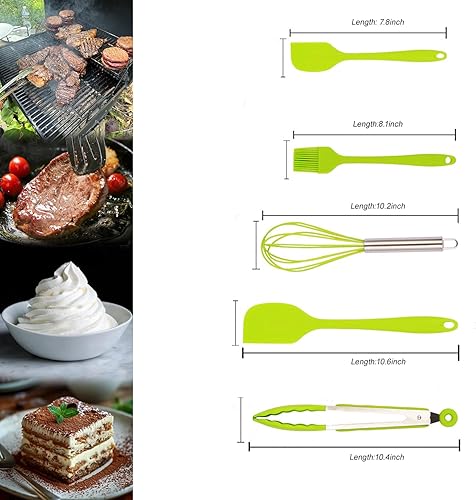 Miniatura 4 de Juego de 5 espátulas de goma de silicona, espátulas de cocina sin BPA de grado alimenticio para uso en cocina, espátula resistente al calor para