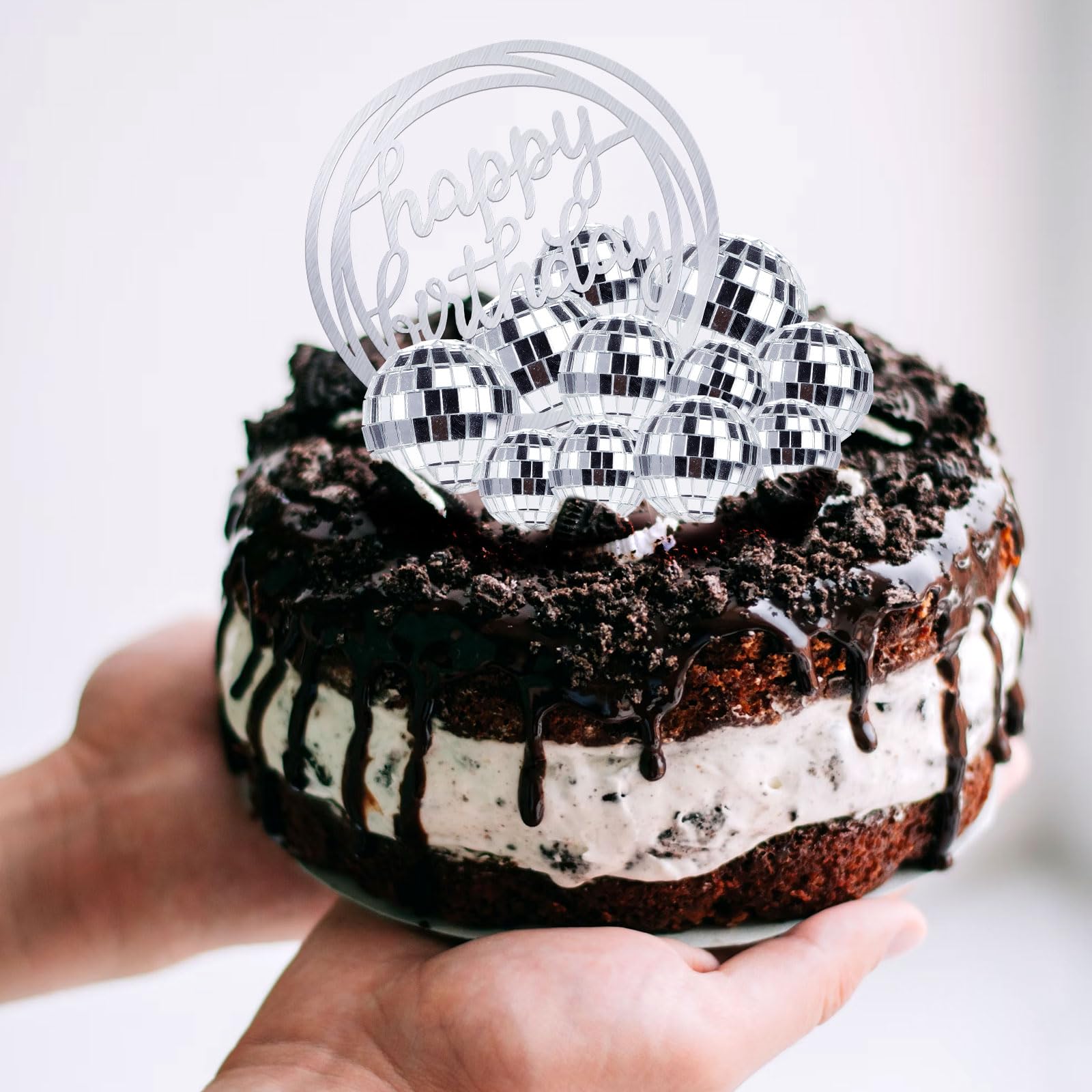 24 Stück Discokugel-Kuchenaufsätze, Inkl. „Happy Birthday“ – Retro-Disco-Deko Für Motto-Partys