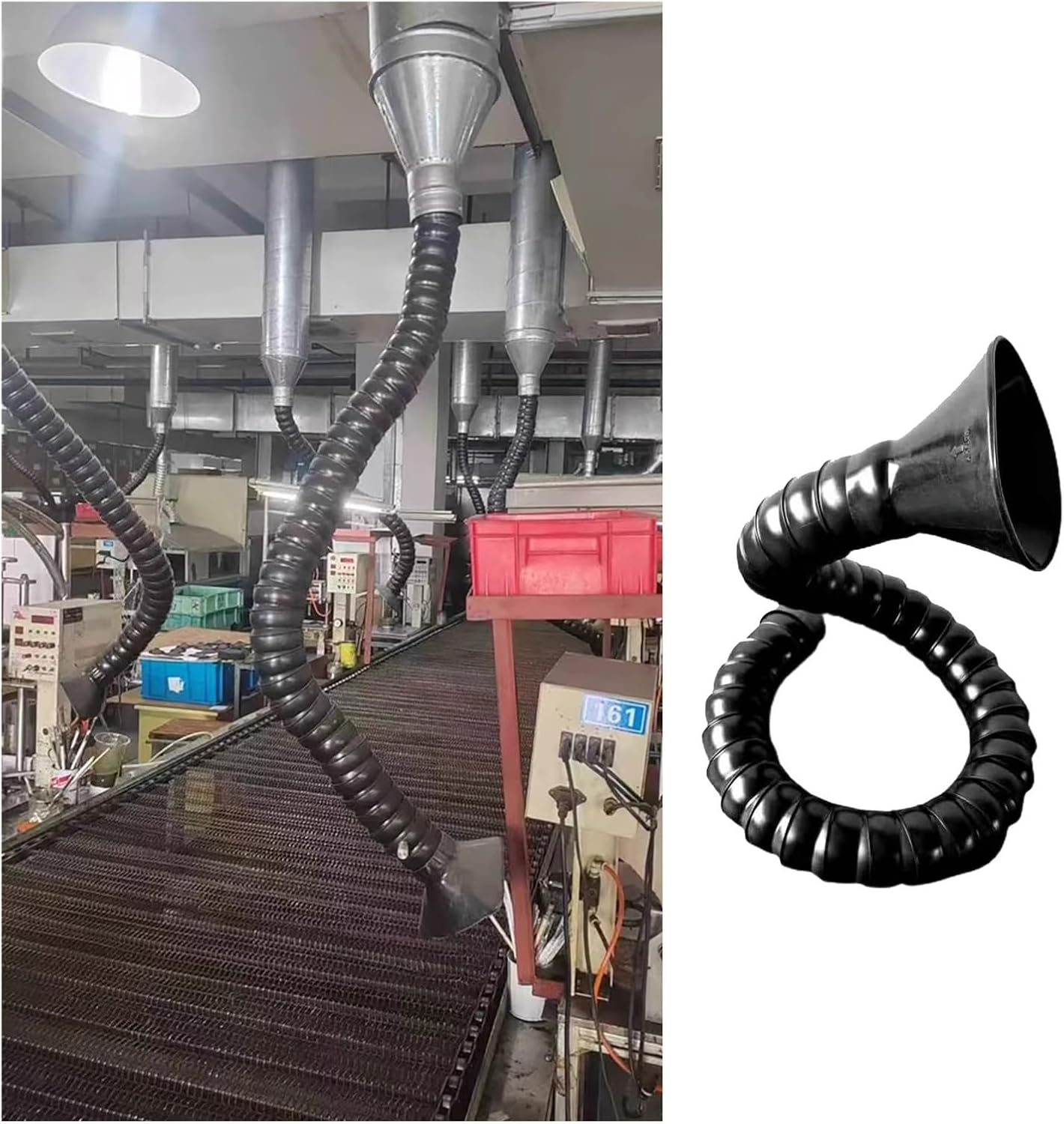 Flexible Fume Extraction Arm - 1.5M Dust Collection Pipe for Soldering, Welding & Industrial Use, Low Maintenance Suction Duct, 160MM Diameter, High Efficiency