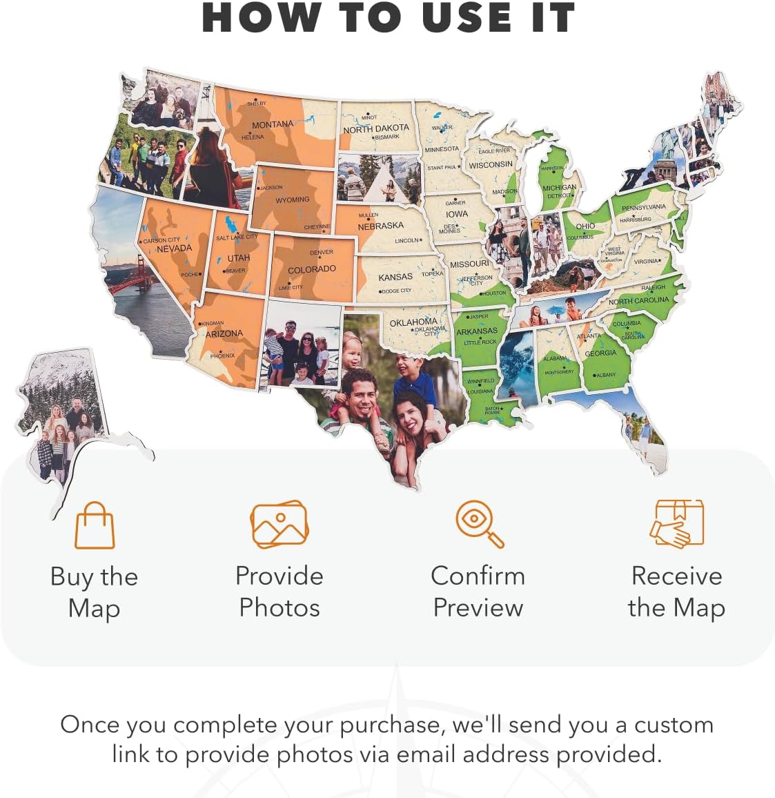 Enjoy The Wood Mark Your Travels USA Photo Map - 50 States Travel Map Places I've Been Visited Places - US States Tracker - Wood Wall Art For Home & Kitchen or Office (Physical)