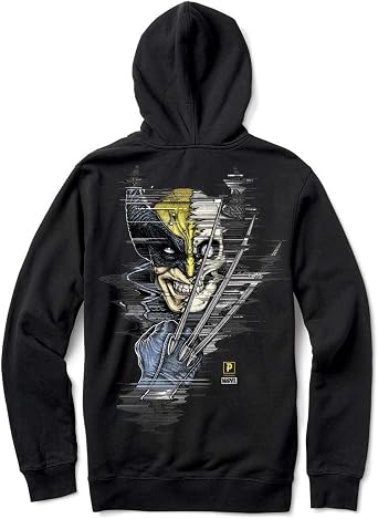 Primitive Mens Wolverine Long Sleeve Pullover Hoodie, Black, Medium