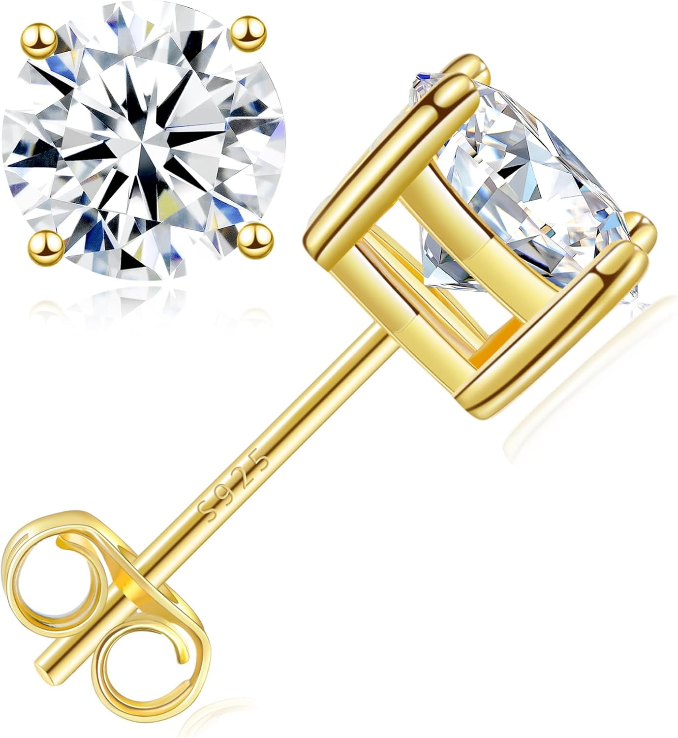 Moissanite Stud Earrings, 0.6–3.0ct Lab Created Diamond Earrings for Women & Men, D Color VVS1 Clarity, 925 Sterling Silver, 14K White Gold Plated, Hypoallergenic Solitaire Studs Jewelry Gift - Image 9