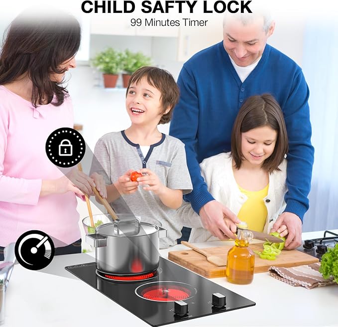 Estufa Vitrocerámica 2 Puestos 12 Pulgadas Empotrable 110V miniatura 5