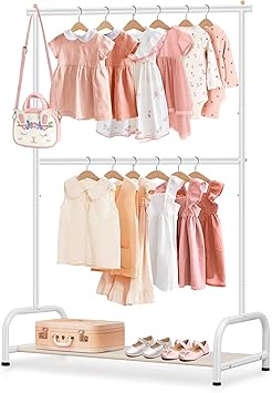 Amazon.com: SLEEPING LAMB Double Rod Kids Clothes Rack, Small Toddler ...