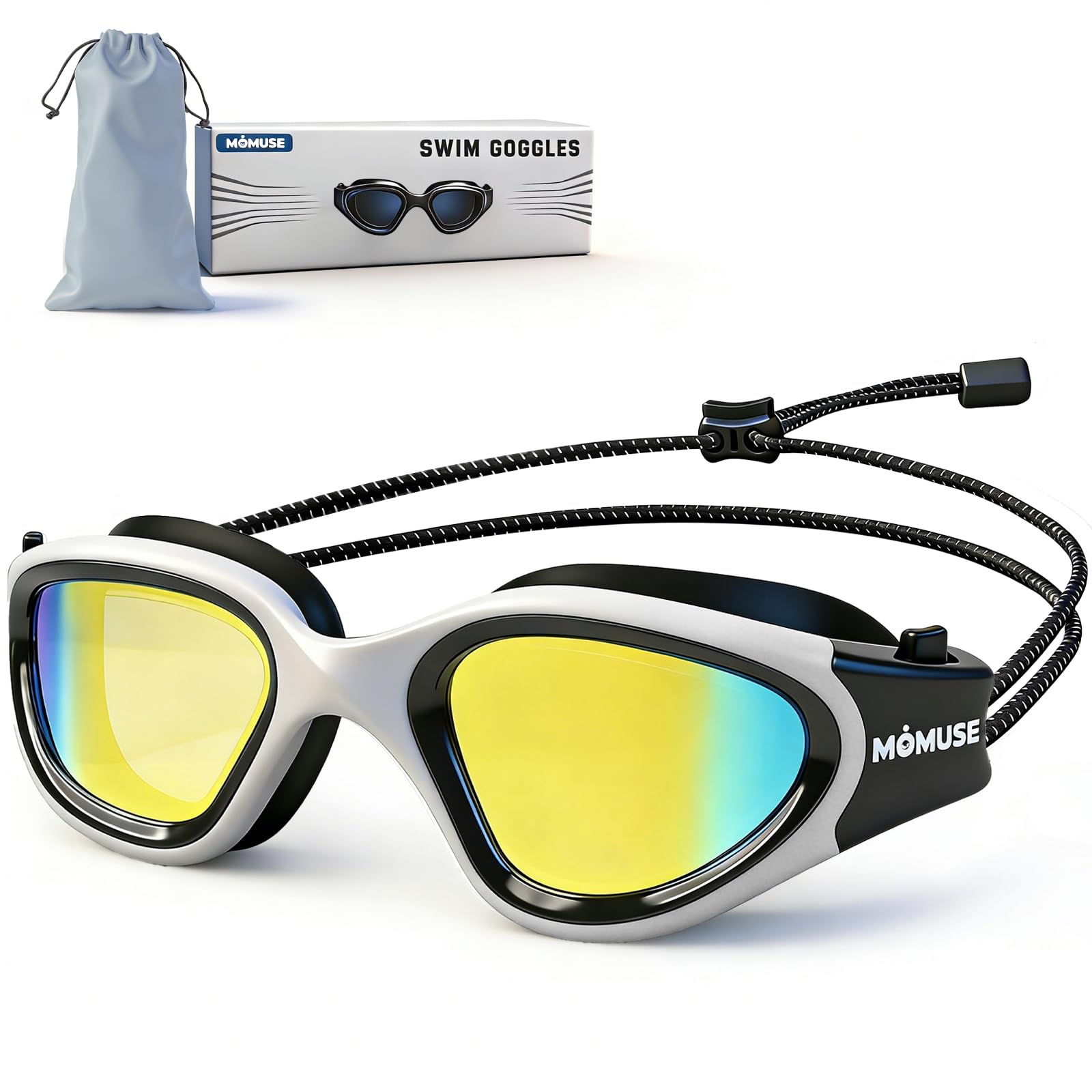 MOMUSE Adult Swim Goggles No Hair Pulling for Men Women, UV Protection