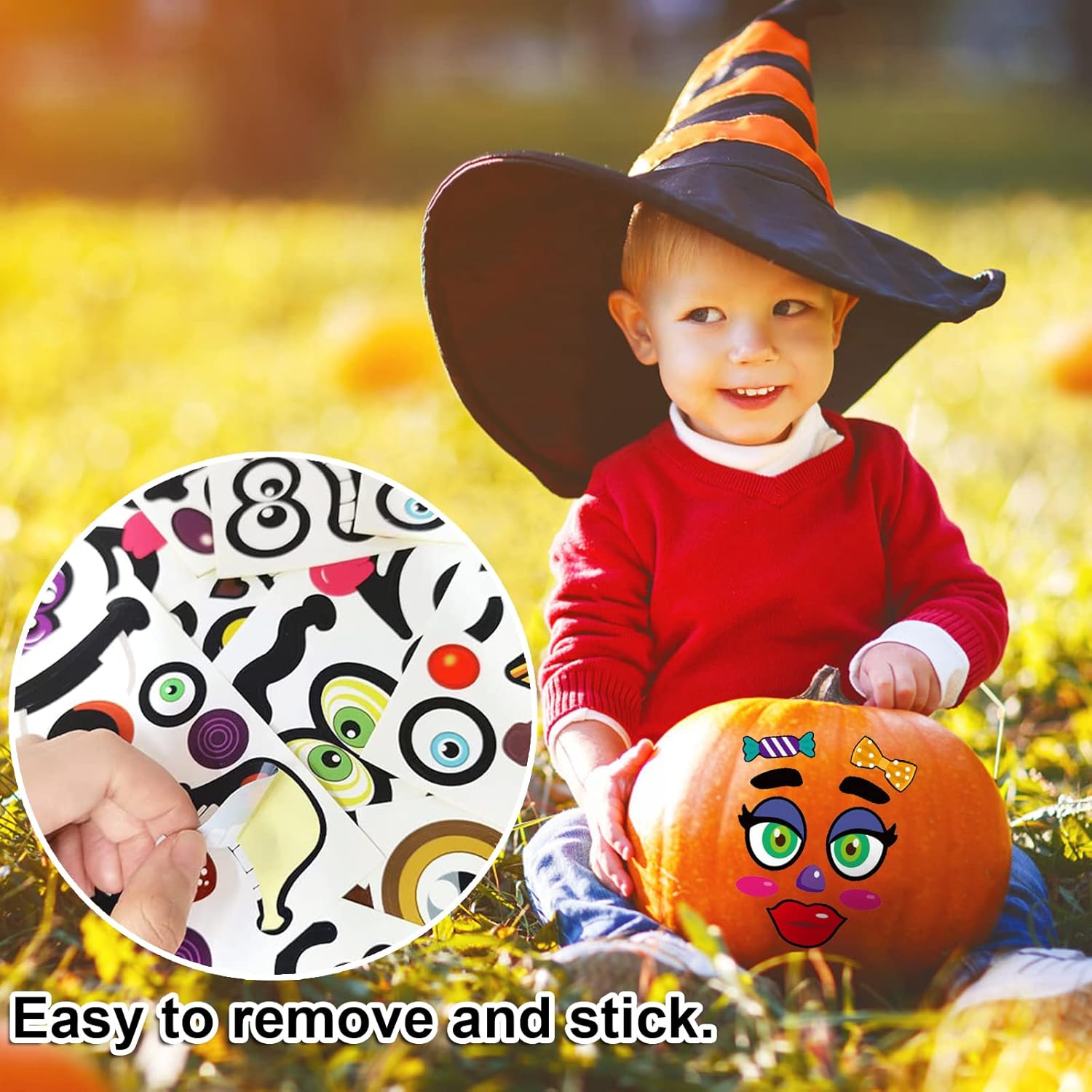 ButyHome 46 Pack Halloween Pumpkin Decorating Stickers Funny Pumpkin Face Stickers for Kids Toddlers Classic Pumpkin Expressions Crafts Stickers Trick or Treat Party Favors Gifts Decor Idea 12 Sheets : Toys & Games