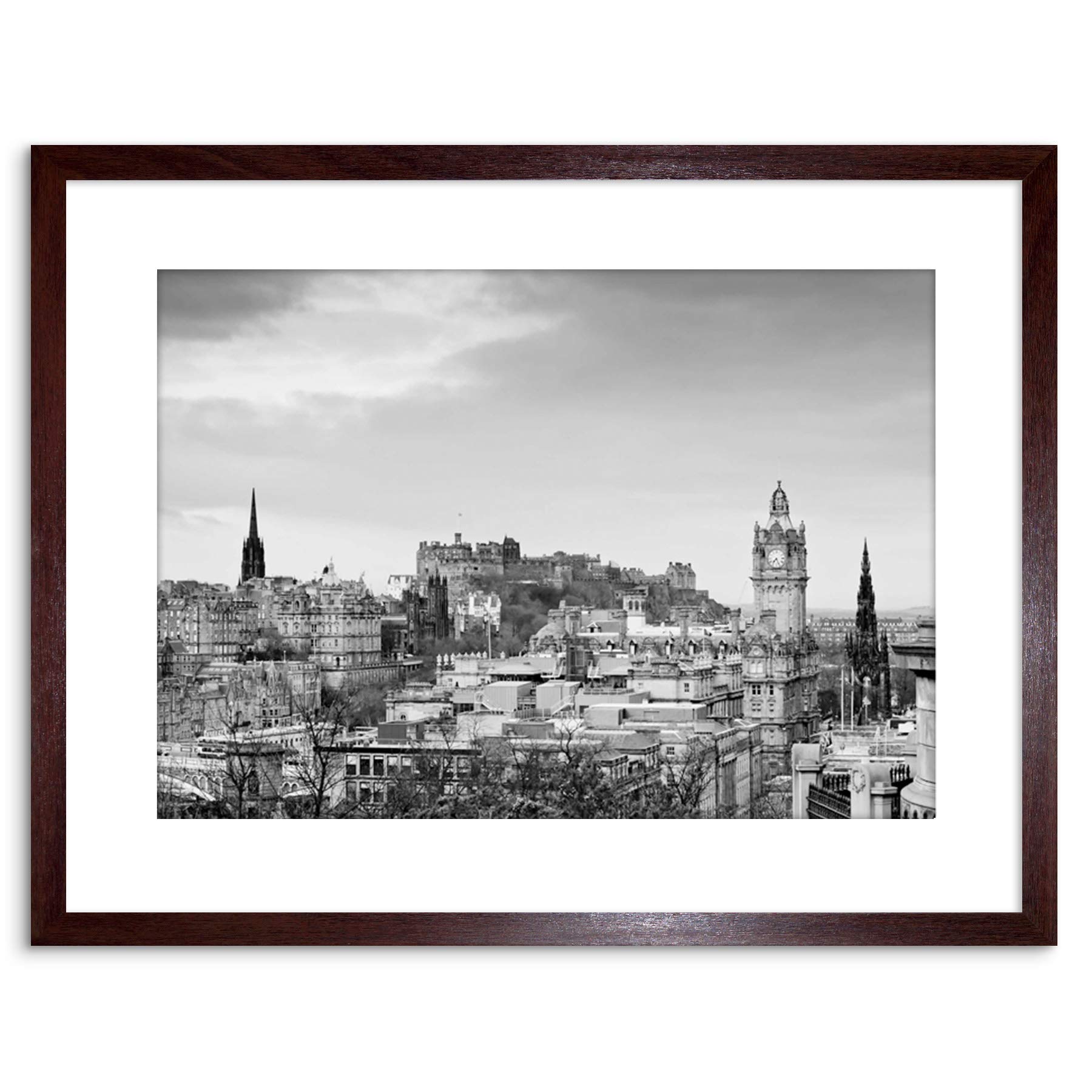 Wee Blue Coo Photo Cityscape Edinburgh Castle Rooftops Black White Framed Wall Art Print