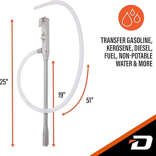 Miniatura 29 de DeWay Bomba de transferencia de combustible con batería con boquilla de gatillo manual, caudal de 3.2 GPM y manguera de transferencia de goma de 51