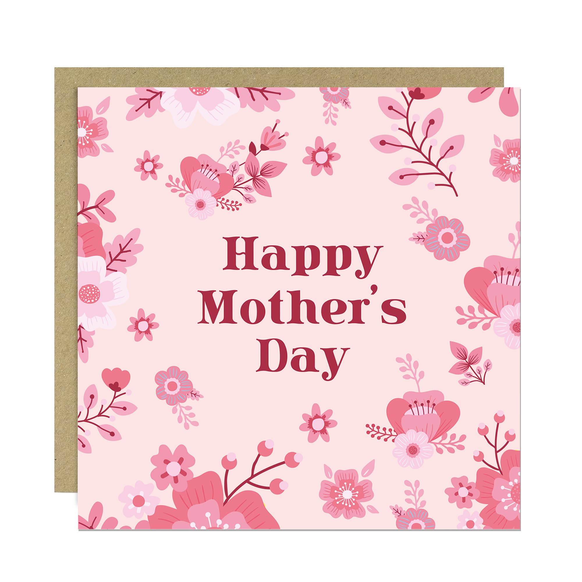 RED OCEAN Pink Mothers Day Card For Mum, Handmade Mothers Day Card, Ideal for Mum, Nanny, Nan Grandma, or Mother- in- Law, Floral, Her