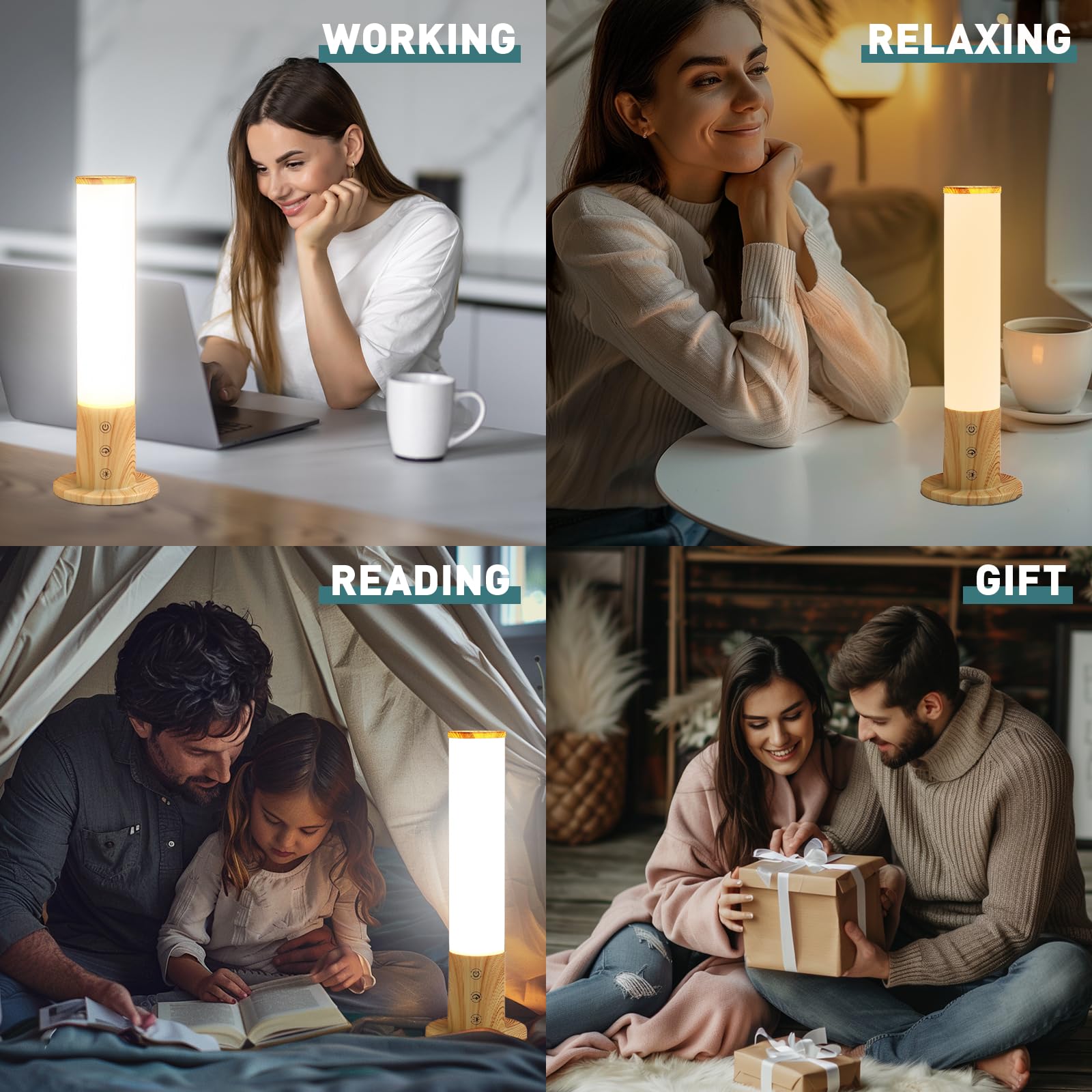 Caromolly Tageslichtlampe, Lichttherapielampe mit 3 Farbtemperaturen & 5 Helligkeitsstufen, flimmer- und UV-freie LED-Tageslichtleuchte