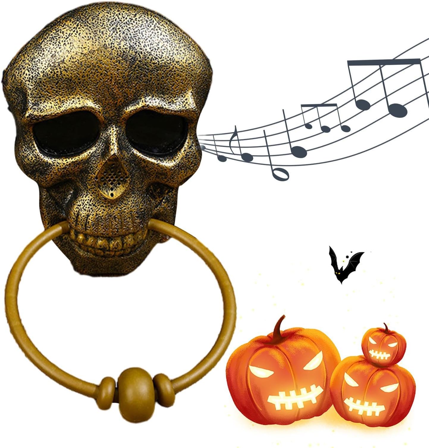 Halloween Skull Doorbell | Lighted Eyes Halloween Horror Doorbell | Doorbell with Spooky Sound, Simulated Talking Doorbell Prank Toy, Ghost Festival Play Prop