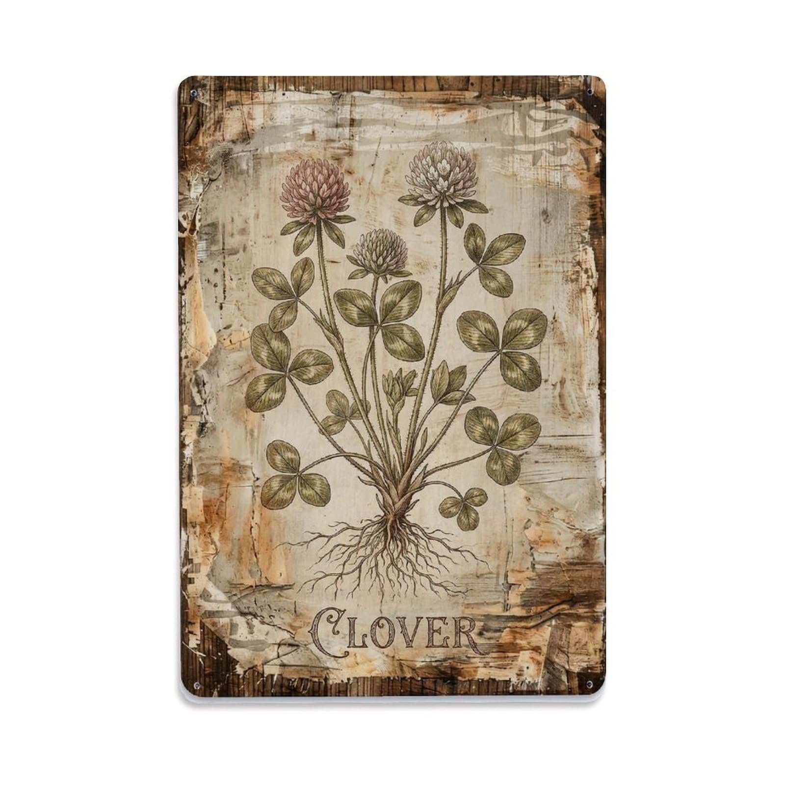 Clover Wild Shamrock Vintage Metal Tin Sign Plaque Wall Decor for Cafe, Club, Garden Metal Poster 8x12Inch