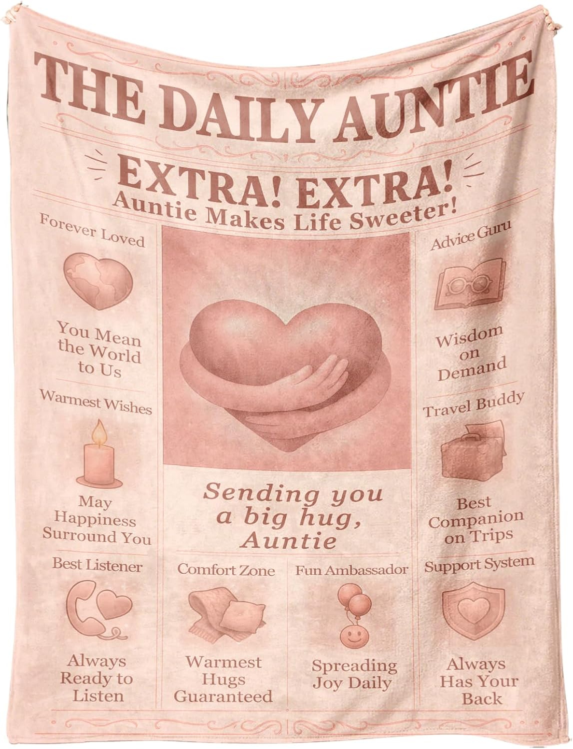 Aunt Gifts Blanket - Warm Hugs Thoughtful Auntie Gift - Amazing Aunt Birthday Gifts from Niece - Cozy Sentimental Appreciation Blanket (60"x50")