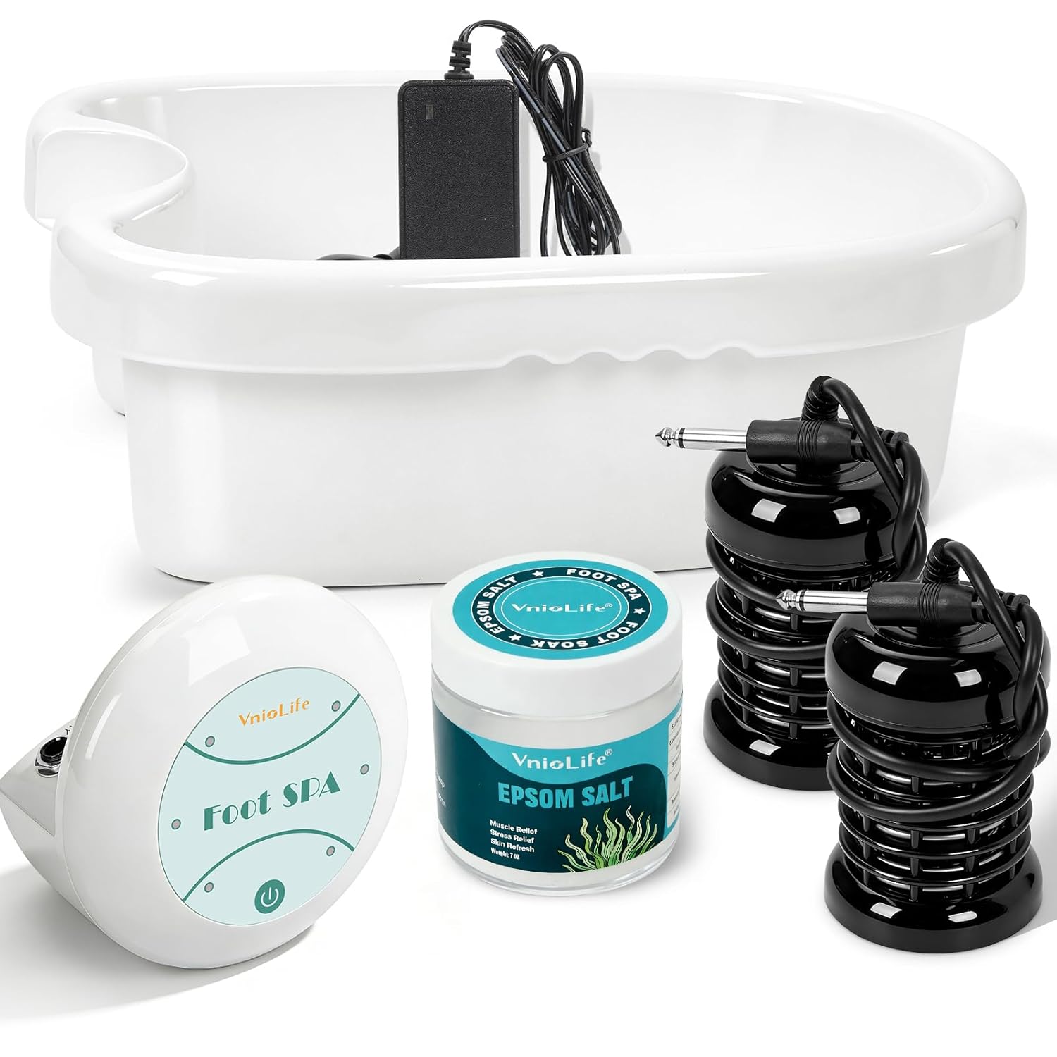 Ionic Foot Bath Detox Machine, foot detox machine, with Epson salt,Basin, 30 Mins Auto Timer & 2 Arrays, Portable Ionic Foot Spa for Salon & Home Use