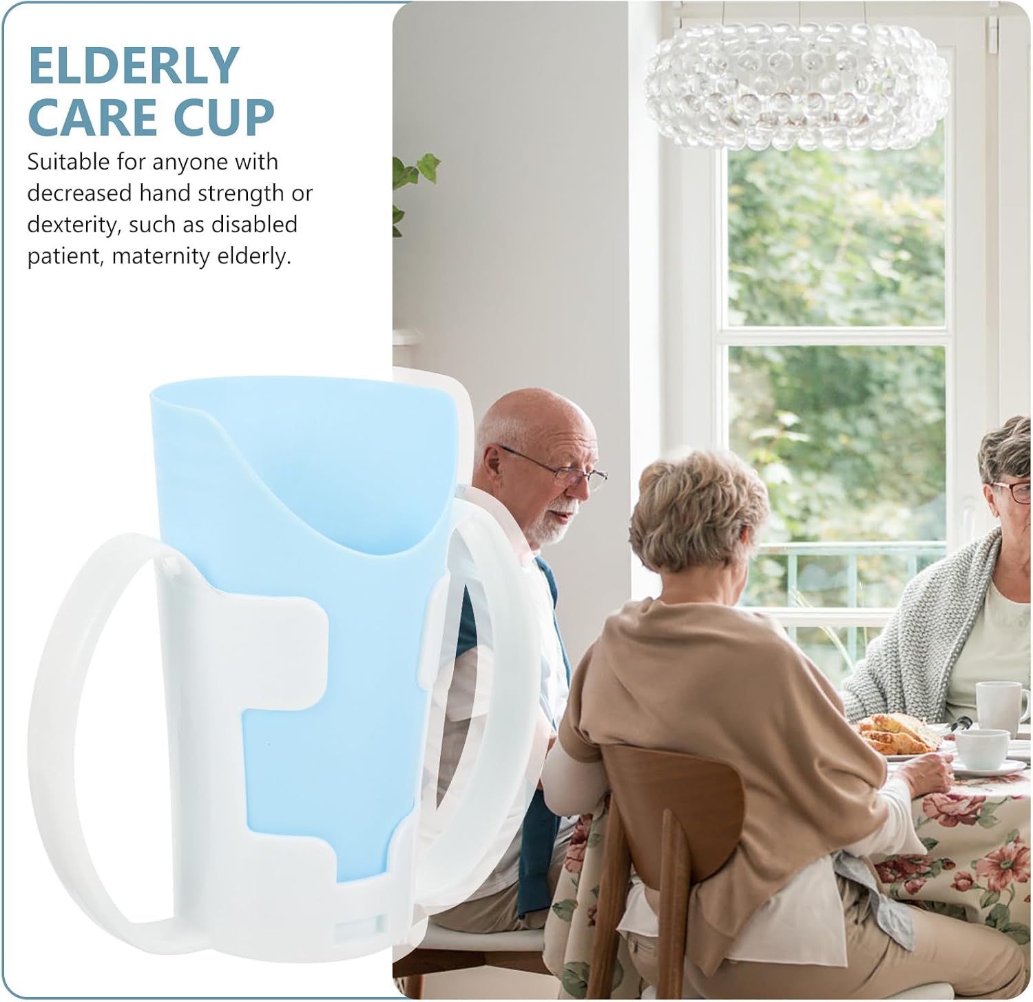 Elderly Care Drinking Cup with Lid and Straw, Choking-proof Liquid Feeding Mug with Base, Unbreakable Nursing Cup for Disabled and Bedridden Patients