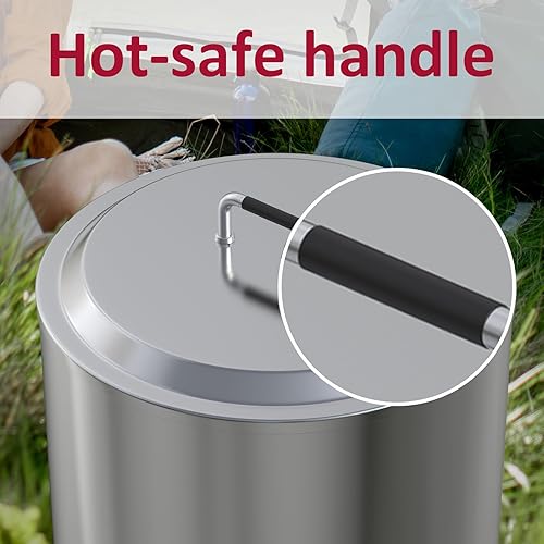 Miniatura 4 de AJinTeby Tapa para fogata para estufa individual Ranger de 15 pulgadas, tapa de acero inoxidable 304 con mango resistente al calor, quema de leña al