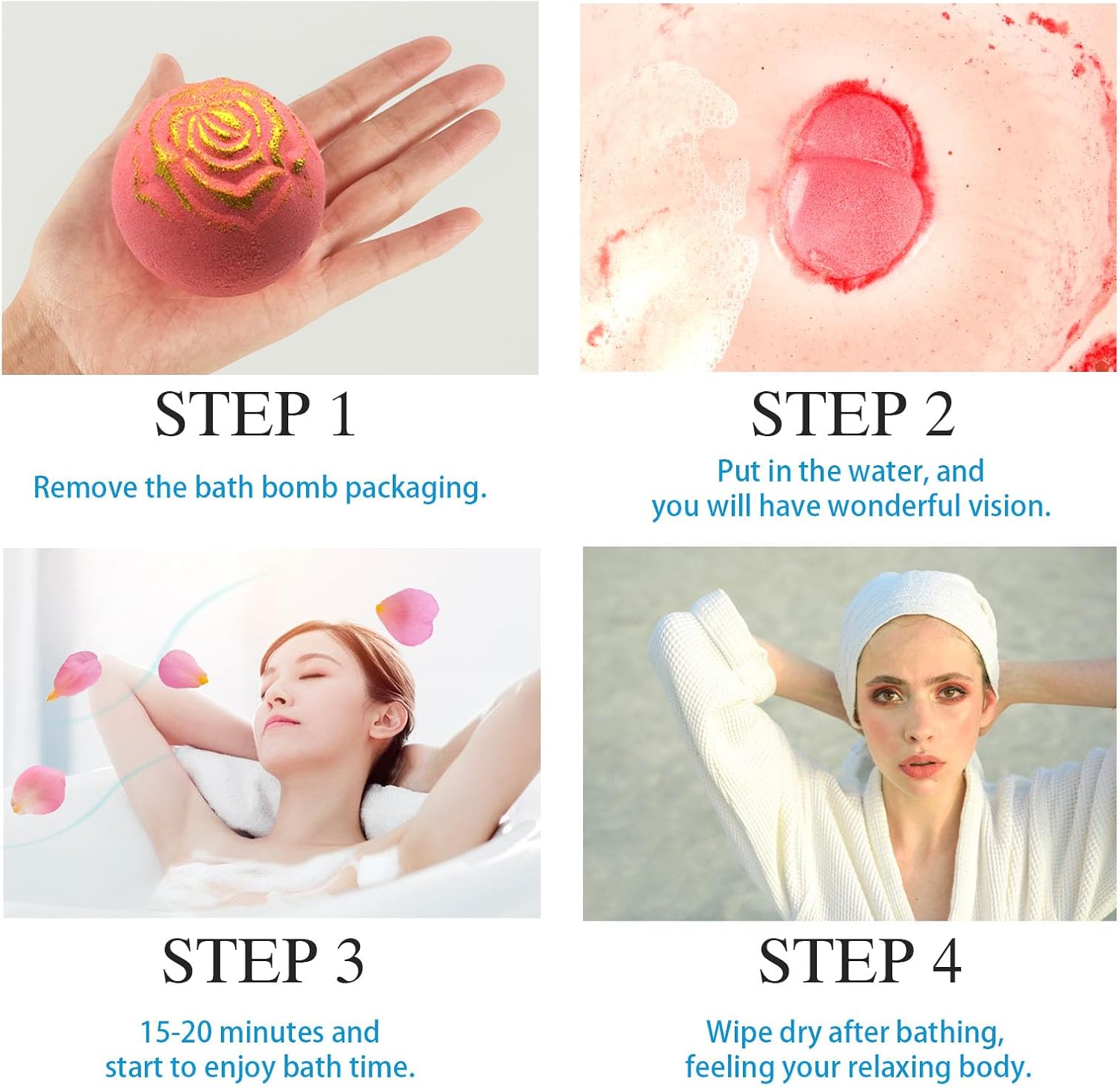 8 PCS Valentines Day Bath Bombs for Girlfriend Kids Girls, Bubble Bath Women, Natural Bath Bomb Gift Set - Handmade BathBombs Moisturize Fizzy, Spa for Mom, Christmas Mothers Day Birthday - Image 4