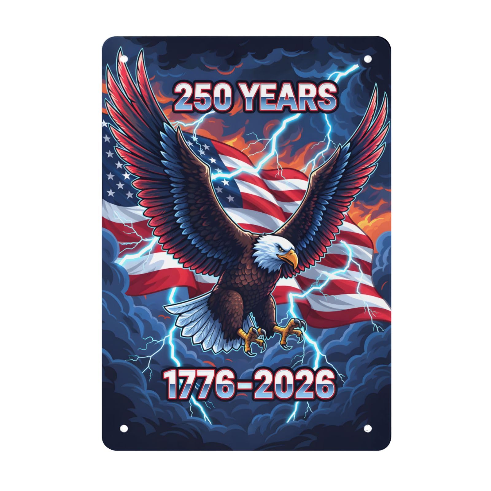 America 250th Anniversary Tin Sign, 1776-2026 Patriotic Eagle Vintage Metal